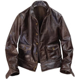 FOESCE Genuine Free shipping,Brand new leather jacket.mens Indigo vintage style Cossack jacket,classic 1920 Batik cowhide coat,sales