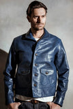 FOESCE Genuine Free shipping,Brand new leather jacket.mens Indigo vintage style Cossack jacket,classic 1920 Batik cowhide coat,sales
