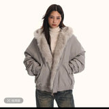 FOESCE Gothic Korean Street Trendy Girl Classic Hoodie Y2k Fun Design Zipper Leather Collar Sportswear Autumn/Winter Open Fleece Jacket