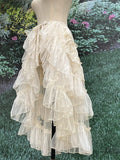FOESCE Gothic Lolita Lace Mesh Ruffles Fairy Princess Party Skirt Women Asymmetrical Cute Curtain Sheer Cover Up Thin Long Skirt White