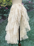 FOESCE Gothic Lolita Lace Mesh Ruffles Fairy Princess Party Skirt Women Asymmetrical Cute Curtain Sheer Cover Up Thin Long Skirt White
