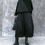 FOESCE Gothic Pleated Lantern Culottes Streetwear Y2k Dark Style Japanese Harajuku Style Hakama Samurai Pants Men'S Clothing Unisex