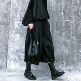 FOESCE Gothic Pleated Lantern Culottes Streetwear Y2k Dark Style Japanese Harajuku Style Hakama Samurai Pants Men'S Clothing Unisex
