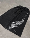 FOESCE Gothic Punk Harajuku Y2K Clothing Street Retro Pattern Print Casual Wide-leg Trousers Men Hip-hop Trend Brand Baggy Sweatpants