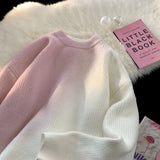 FOESCE Gradient Jumper Harajuku Ins Style Casual Knitted Pullover Autumn Winter New Warm Round Neck Knit Sweater Men Women Knittwear