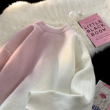 FOESCE Gradient Jumper Harajuku Ins Style Casual Knitted Pullover Autumn Winter New Warm Round Neck Knit Sweater Men Women Knittwear