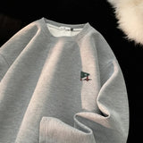 FOESCE Graphic Print Waffle Sweatshirt For Men College Style Oversized Long Sleeve Pullovers Man Women Unisex Casual Sweatshirts