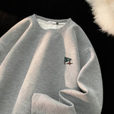 FOESCE Graphic Print Waffle Sweatshirt For Men College Style Oversized Long Sleeve Pullovers Man Women Unisex Casual Sweatshirts