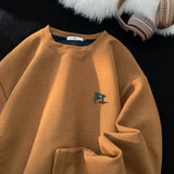 FOESCE Graphic Print Waffle Sweatshirt For Men College Style Oversized Long Sleeve Pullovers Man Women Unisex Casual Sweatshirts