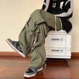 FOESCE Green Cargo Pants Men Oversize Zipper Black Cargo Trousers Male Streetwear Hip Hop Pocket Spring Loose Casual Workwear