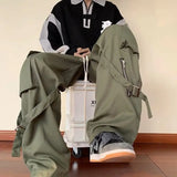 FOESCE Green Cargo Pants Men Oversize Zipper Black Cargo Trousers Male Streetwear Hip Hop Pocket Spring Loose Casual Workwear