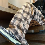 FOESCE Green Plaid Pants Men Harajuku Winter Wide Leg Checked Trousers Male Oversize Big Size Casual Sweatpants Streetwear 8XL