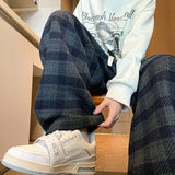 FOESCE Green Plaid Pants Men Harajuku Winter Wide Leg Checked Trousers Male Oversize Big Size Casual Sweatpants Streetwear 8XL
