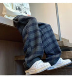 FOESCE Green Plaid Pants Men Harajuku Winter Wide Leg Checked Trousers Male Oversize Big Size Casual Sweatpants Streetwear 8XL