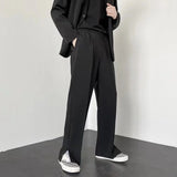 Foesce Grey Khaki Black Suit Pants Men Fashion Society Mens Dress Pants Korean Loose Straight Wide Leg Pants Mens Formal Trousers
