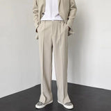 Foesce Grey Khaki Black Suit Pants Men Fashion Society Mens Dress Pants Korean Loose Straight Wide Leg Pants Mens Formal Trousers