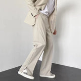 Foesce Grey Khaki Black Suit Pants Men Fashion Society Mens Dress Pants Korean Loose Straight Wide Leg Pants Mens Formal Trousers