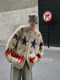 FOESCE Guke Christmas Vibe Sweater Jacket Men's Autumn/Winter Loose Vintage Lazy Style Star Argyle Knitted Cardigan Trend
