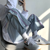 FOESCE pants men's basketball pants loose straight wide leg pants summer thin Korean fashion casual pants sports pants sweatpants