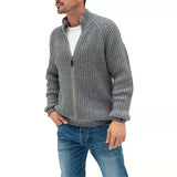 Autumn Winter Fashion Men Sweater Coat Zipper Cardigan Casual Long Sleeve Stand-up Collar Thick Outwear Knitted Jacket For Male