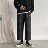 FOESCE New men and wild self-cultivation personality stitching retro plaid casual nine overalls pantalon hombre