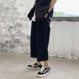 FOESCE Streetwear Mens Korean Fashions  Pants Wide Leg Joggers 2025 Mens Khaki  brown  Black  Loose Japan Style Straight Pants