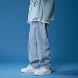 FOESCE Mens Jeans Large Denim Jeans for Teens Trousers for Men Jean Baggy Pants Men's Fashion Man Male Trendyol Streetwear Korean Men´s