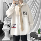 FOESCE High sense fried Street shirt men's design sense of minority abstinence Department cold wind Long Sleeve Shirt Men's Cuban