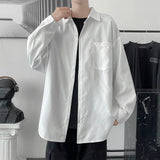 FOESCE Shirt men's long sleeve ins simple and versatile loose Shirt spring and autumn Korean fashion handsome casual imported-china