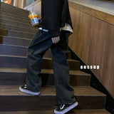 FOESCE Spring and autumn jeans men's loose straight black pants Korean fashion brand versatile wide leg pants roupas streetwear hiphop