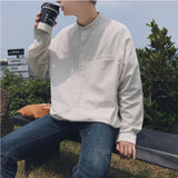 FOESCE Spring and autumn new pure color shirt, men's loose long sleeve shirt, Korean fashion, spring clothes, cool casual and versatile