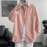 FOESCE Shirt men's long sleeve ins simple and versatile loose Shirt spring and autumn Korean fashion handsome casual imported-china