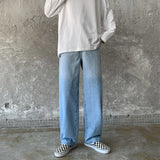 FOESCE 2025 Gradient Straight Jeans Men's Fashion Brand Loose Ins Versatile Wide Leg Pants Men's Korean Style Floor Mops Streetwear