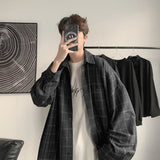 FOESCE Plaid Shirt Men's fashion brand ins casual versatile shirt Korean fashion coat handsome clothes 2025