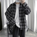 FOESCE Net ins high-grade casual shirt men's Korean fashion ruffian handsome long sleeved plaid with shirt coat imported-china modis