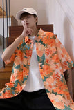 FOESCE brand shirt men's couple's Hawaiian Flower short sleeve coat fashion Korean summer quarter sleeve harajuku shirts for men 2025