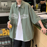 FOESCE Summer hawaiian shirt coat men's Korean fashion versatile ruffian handsome 5-sleeve shirt ins2025 new top camiseta streetwear