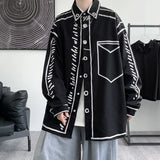 FOESCE Hand painted graffiti shirt men's design sense of minority advanced sense of leisure Hong Kong style shirt hiphop fried Street