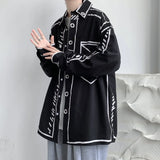 FOESCE Hand painted graffiti shirt men's design sense of minority advanced sense of leisure Hong Kong style shirt hiphop fried Street