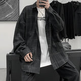 FOESCE Long Sleeve Plaid Shirt Men's casual Shirt high quality shirts men clothing japanese streetwear fashion The new listing 2025