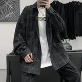 FOESCE Long Sleeve Plaid Shirt Men's casual Shirt high quality shirts men clothing japanese streetwear fashion The new listing 2025