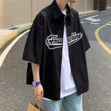 FOESCE Summer hawaiian shirt coat men's Korean fashion versatile ruffian handsome 5-sleeve shirt ins2025 new top camiseta streetwear