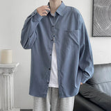 FOESCE Shirt men's long sleeve ins simple and versatile loose Shirt spring and autumn Korean fashion handsome casual imported-china