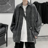 FOESCE Long Sleeve Plaid Shirt Men's casual Shirt high quality shirts men clothing japanese streetwear fashion The new listing 2025