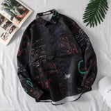 FOESCE Graffiti Floral Shirt Long Sleeve Shirt Men's autumn and winter graffiti printed shirt men's and women's cardigan shirt men's