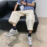 FOESCE Streetwear Mens Korean Fashions  Pants Wide Leg Joggers 2025 Mens Khaki  brown  Black  Loose Japan Style Straight Pants
