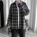 FOESCE Net ins high-grade casual shirt men's Korean fashion ruffian handsome long sleeved plaid with shirt coat imported-china modis