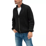 Autumn Winter Fashion Men Sweater Coat Zipper Cardigan Casual Long Sleeve Stand-up Collar Thick Outwear Knitted Jacket For Male