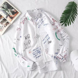 FOESCE Graffiti Floral Shirt Long Sleeve Shirt Men's autumn and winter graffiti printed shirt men's and women's cardigan shirt men's