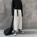 FOESCE White Street jeans wide leg pants men's straight tube loose Korean fashion ruffian handsome oversize high Street quarter men